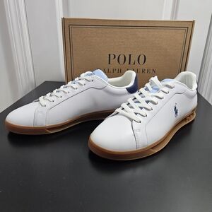NIB Men's Polo Ralph Lauren Heritage Court lI Leather Sneaker White Size 10.5 M